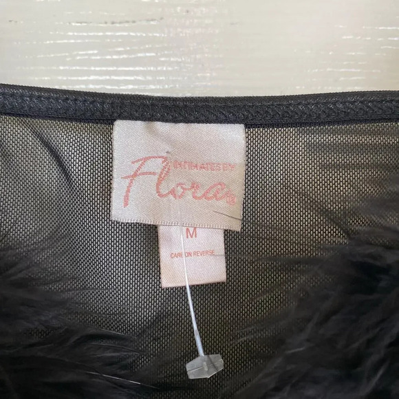 Vintage Y2K Intimates by Flora Nikrooz Black Sheer Lingerie Top Faux Fur Medium - Picture 4 of 8